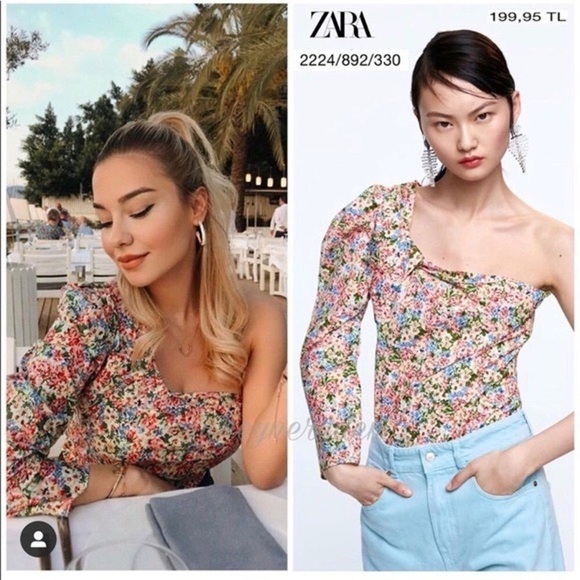 🦋 BLOGGERS FAVORITE 🦋 ZARA ASYMMETRICAL PRINTED TOP SIZE M - Picture 8 of 16
